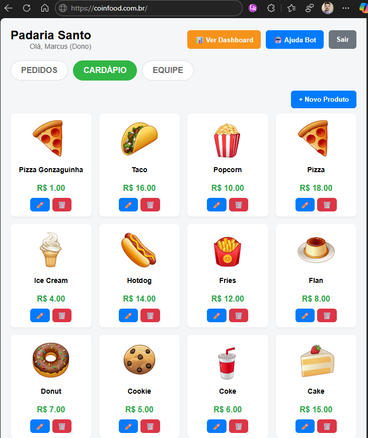 Gestão de Cardápio